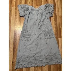 Anna Mason Light Blue Linen Eyelet Maxi Dress 12